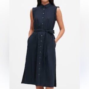 Banana Republic Dark Blue Button-Down Midi Dress